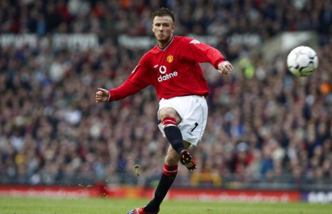 Beckham taking a free-kick.