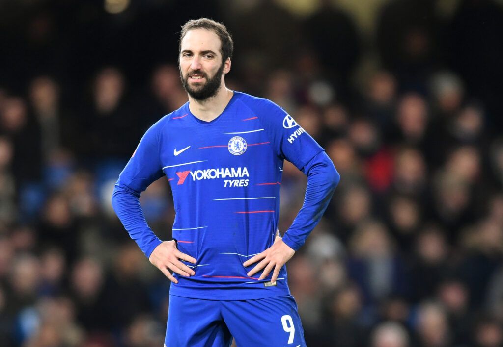 Higuain smiles while playing for Chelsea