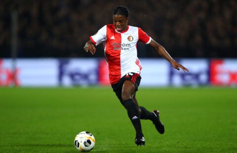 Tyrell Malacia of Feyenoord kicks ball