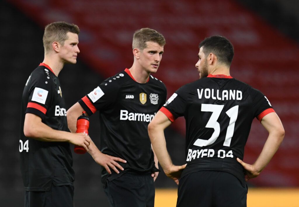 Bayer Leverkusen in the 2020 DFB Cup final vs Bayern Munich