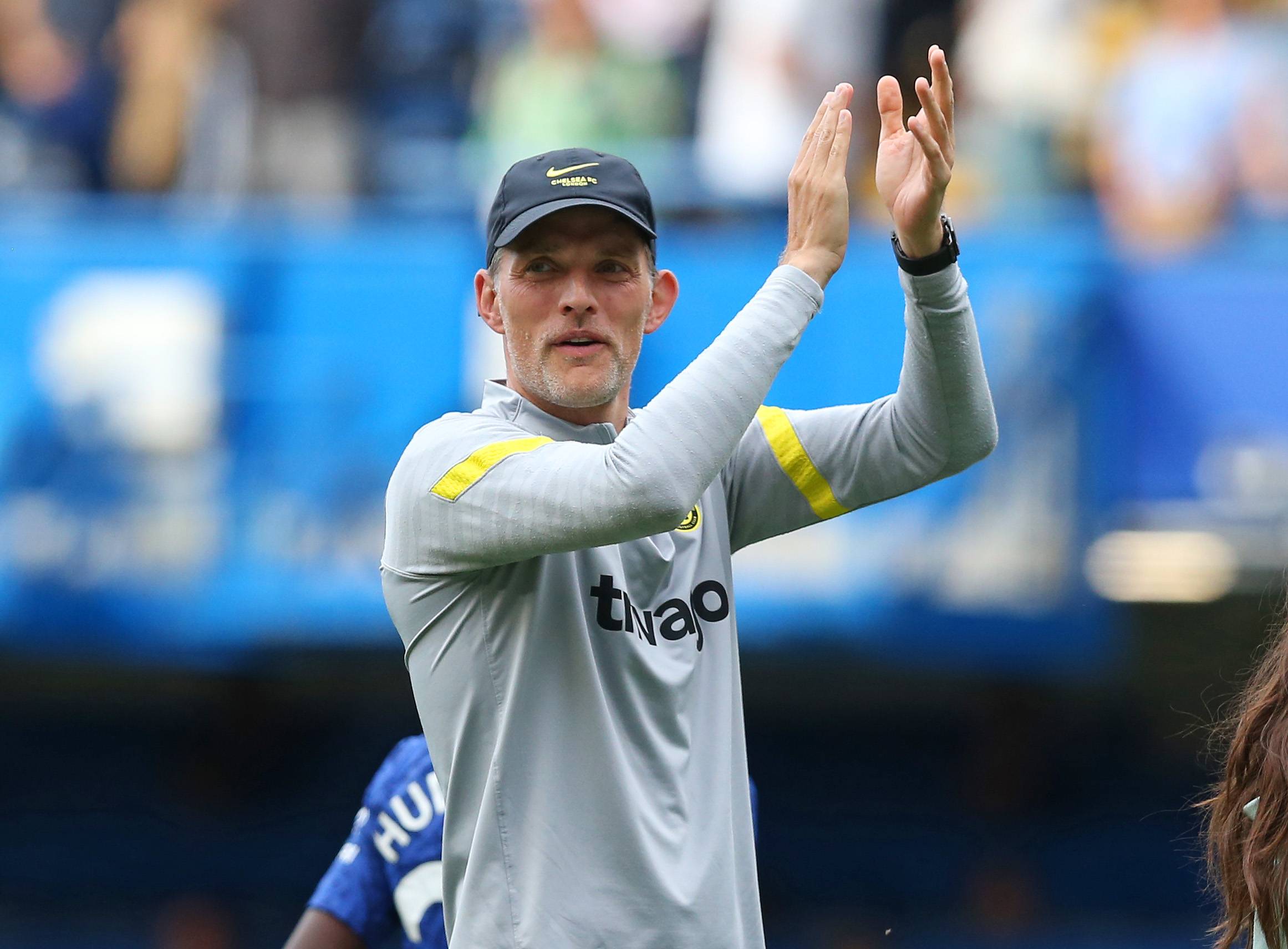 Chelsea boss Thomas Tuchel applauds the supporters