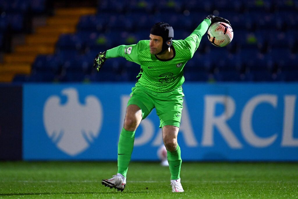 Petr Cech in action in the Premier League 2 in 2020