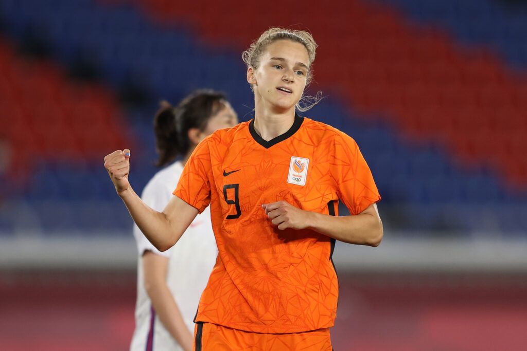 Vivianne Miedema #9 of Team Netherlands celebrates 