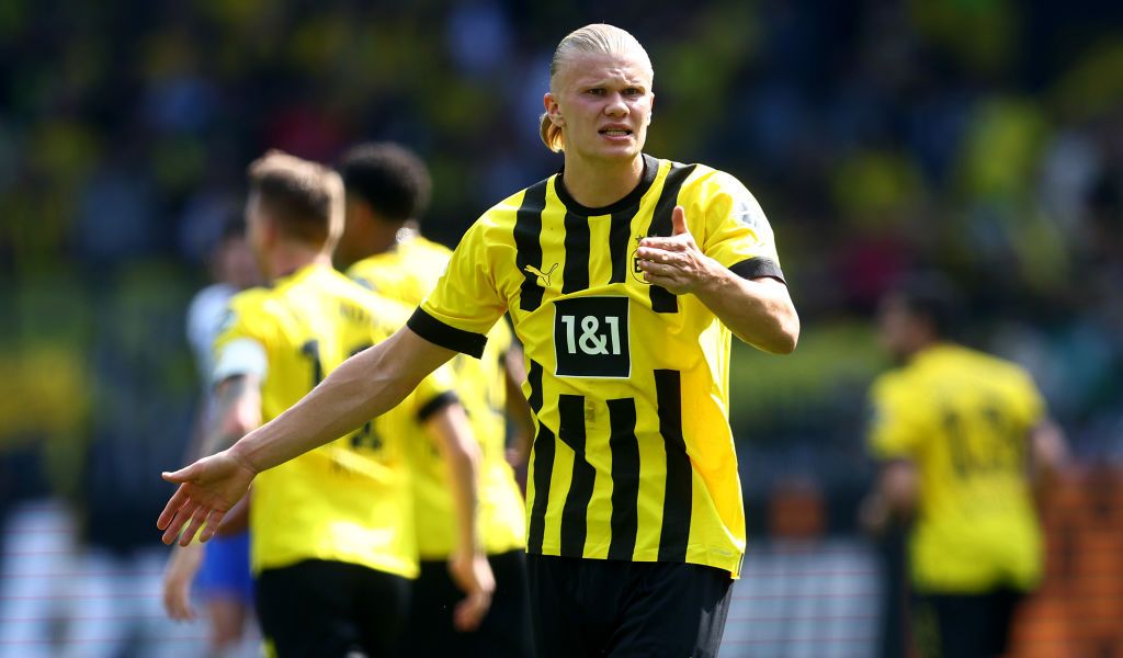 Erling Haaland in action with Borussia Dortmund
