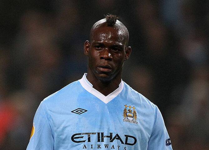 Mario Balotelli in action for Manchester City in 2012