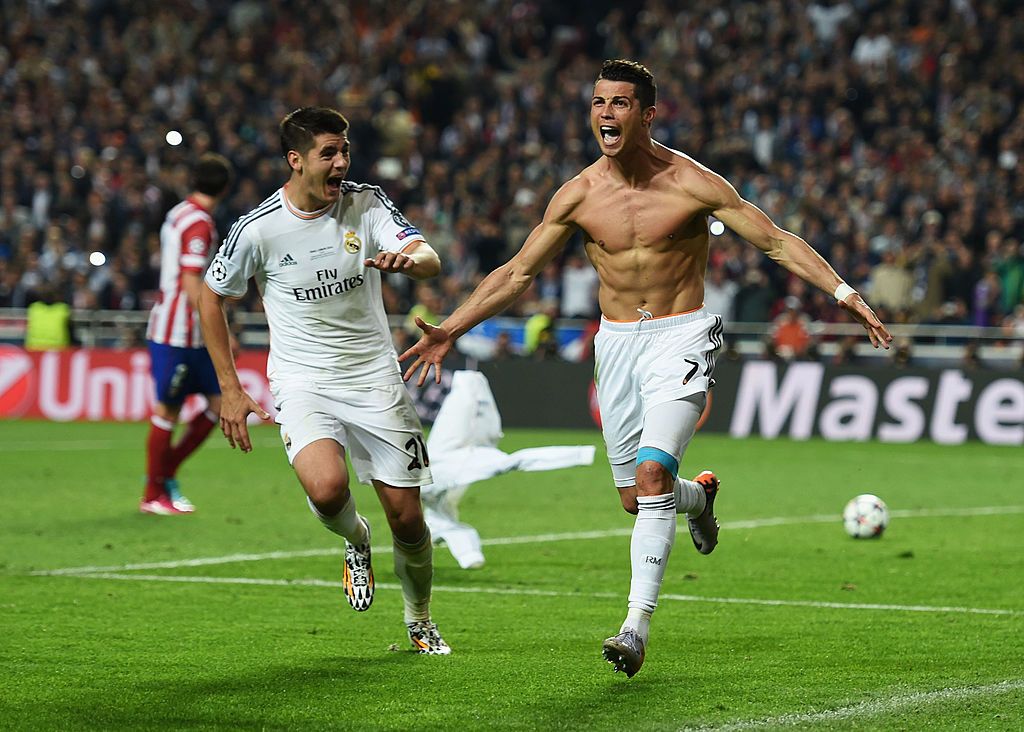 Cristiano Ronaldo celebrates his goal for Real Madrid vs Atletico Madrid