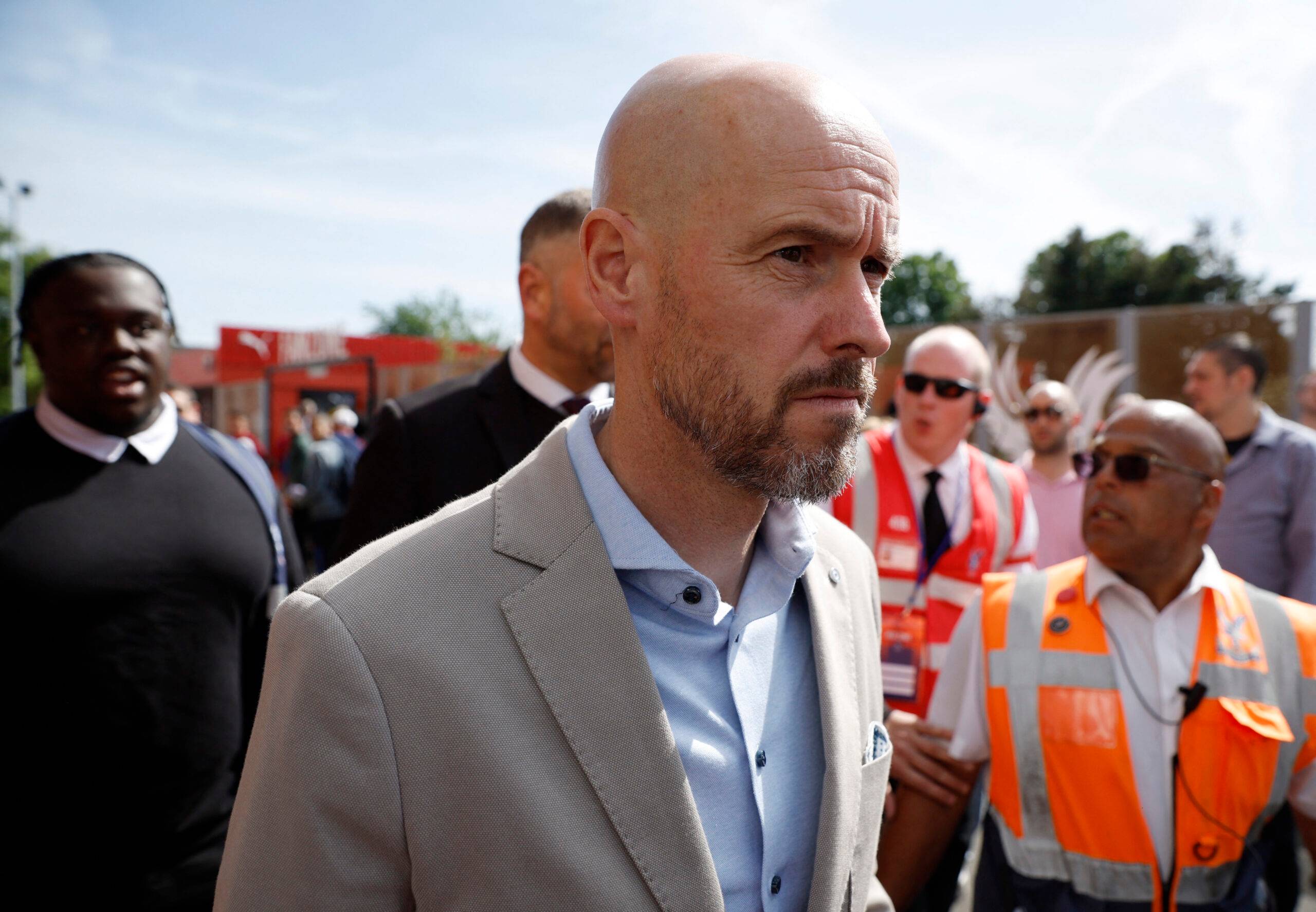 New Manchester United manager Erik ten Hag looking stern