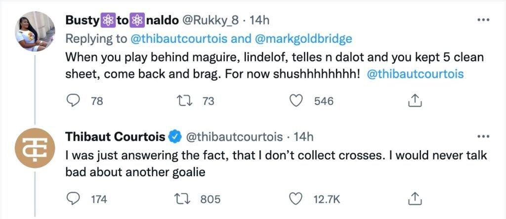 Courtois posts yet another tweet.