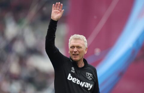 West Ham manager David Moyes waving at the crowd