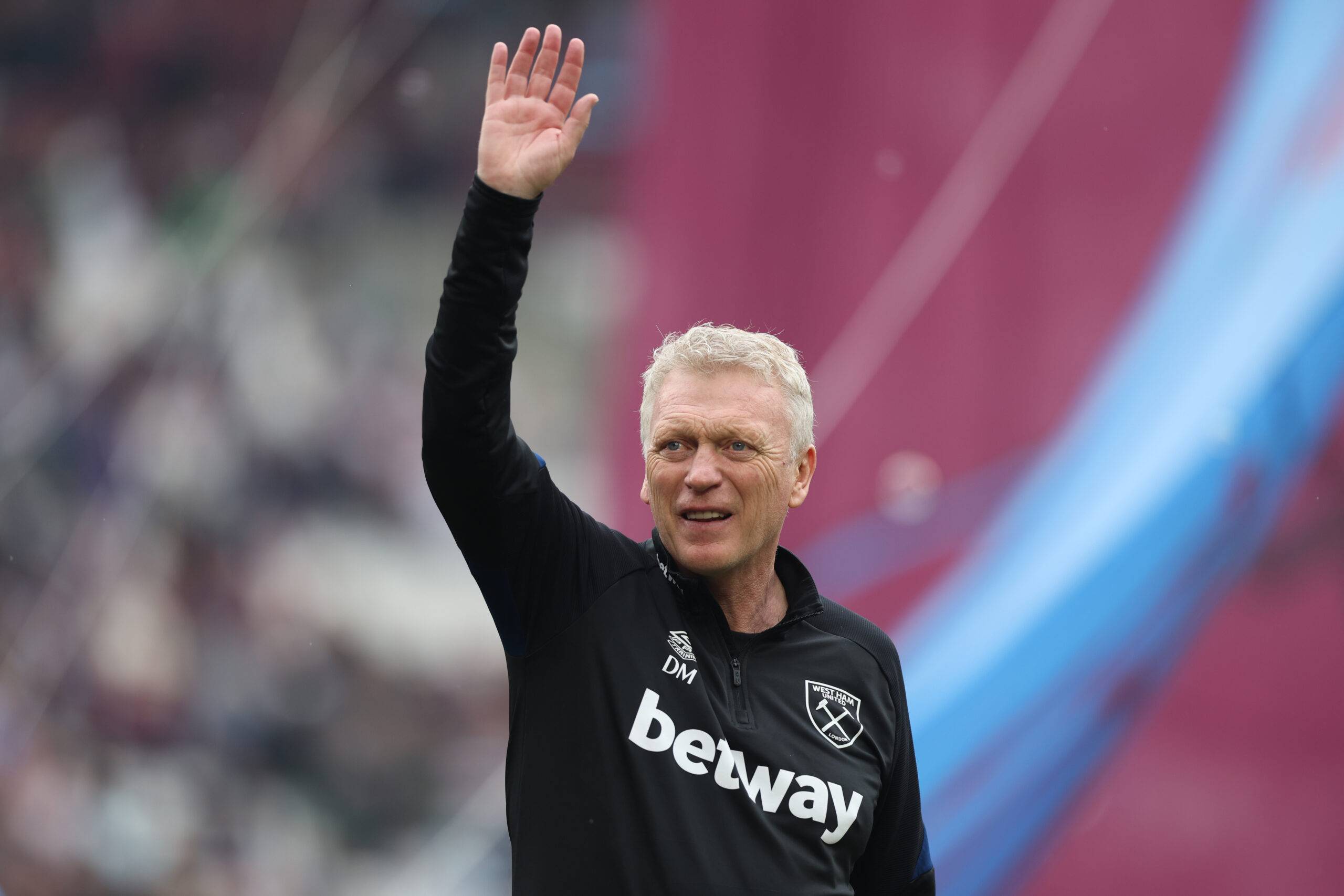 West Ham manager David Moyes waving at the crowd