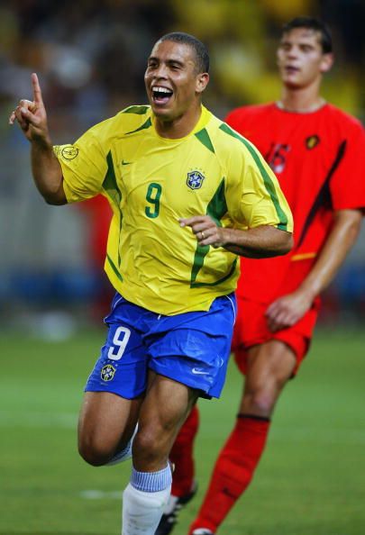 Brazil's Ronaldo scores at a World Cup.