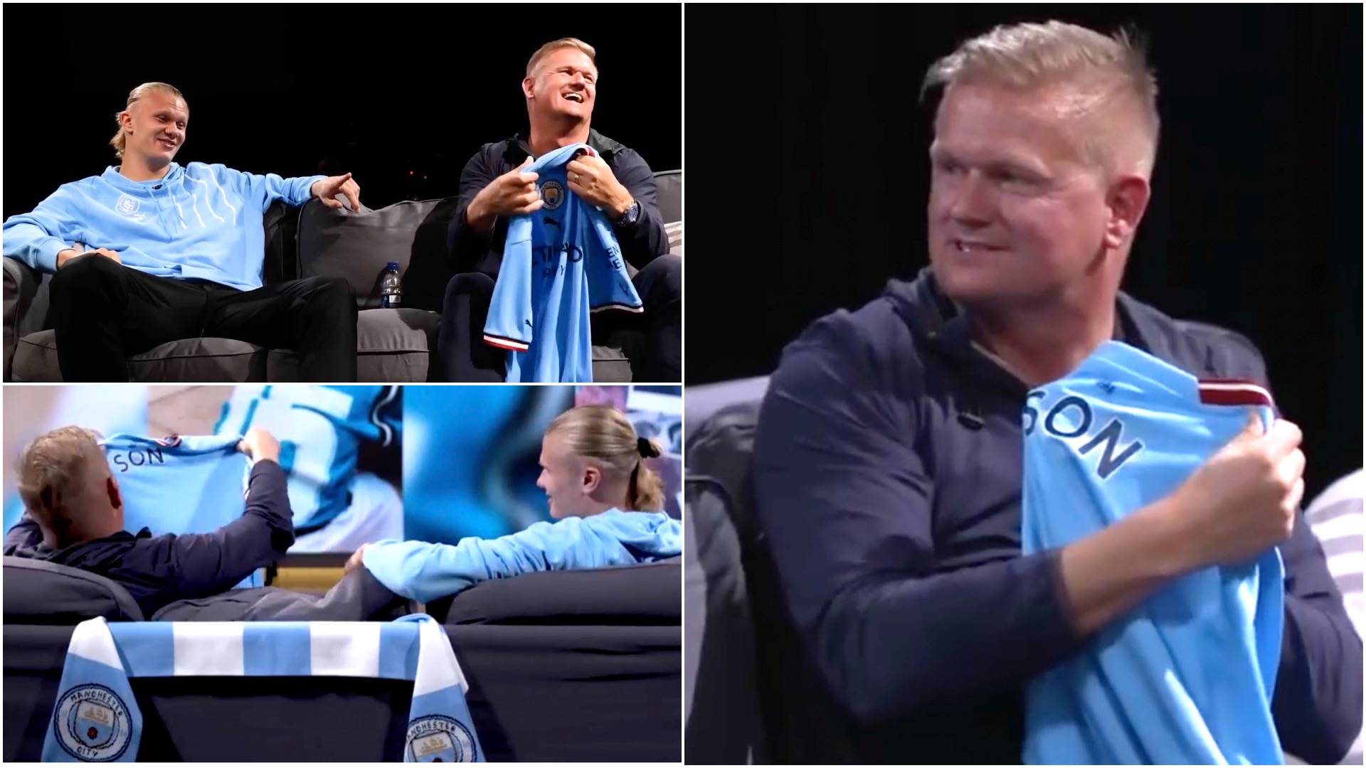 Erling Haaland gives his dad, Alf-Inge, Man City shirt with ‘Son’ on the back