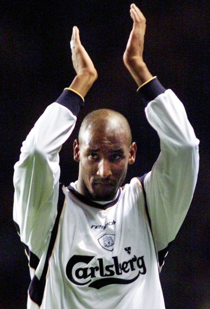 Anelka clapping at Liverpool.