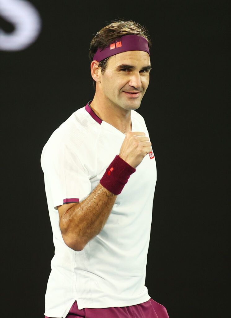 Federer celebrating.