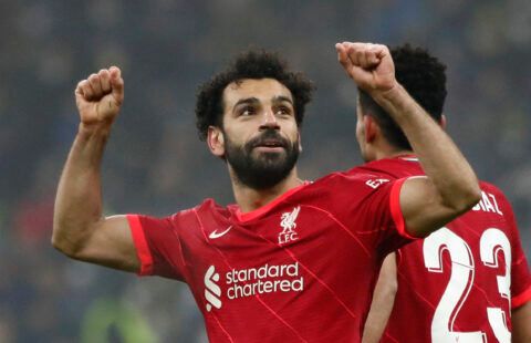 Liverpool's Salah celebrating.