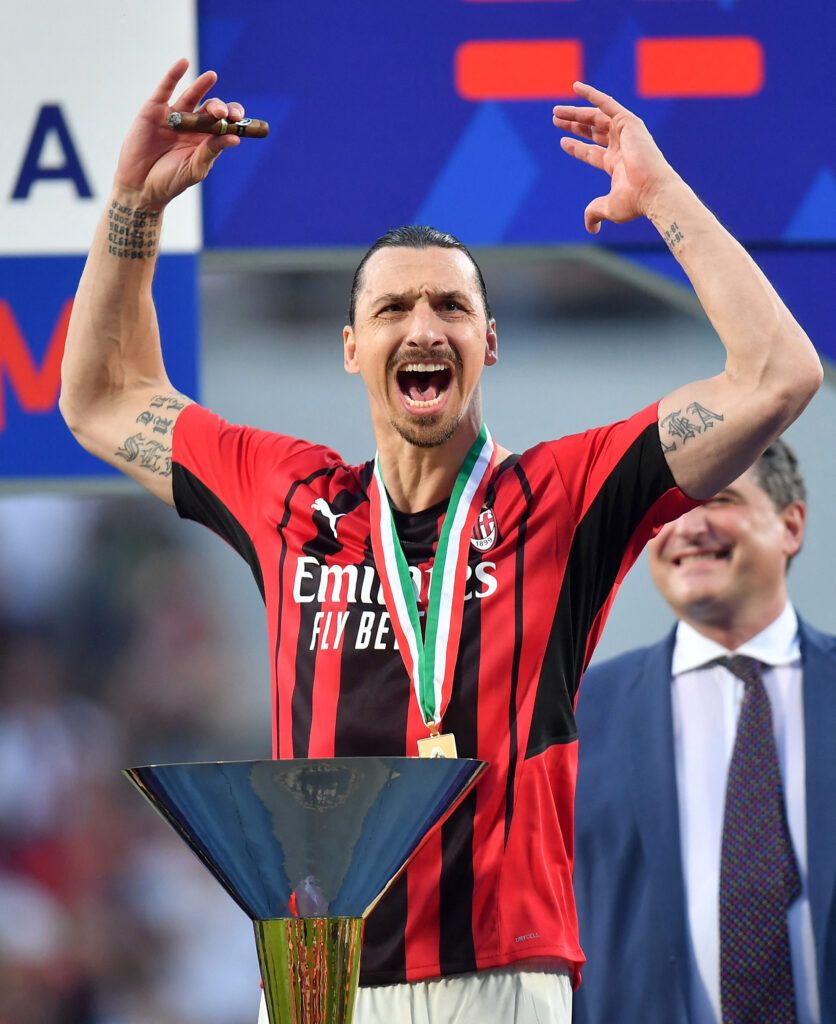 AC Milan's Ibrahimovic celebrates.