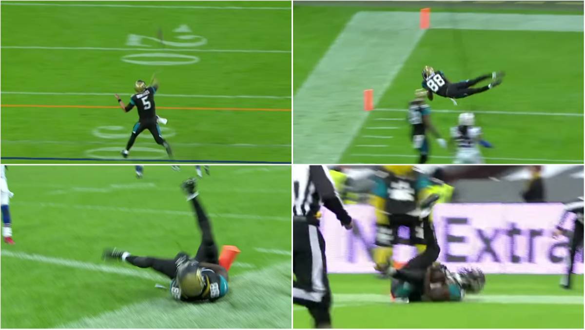 Allen Hurns scores a touchdown for the Jacksonville Jaguars in London