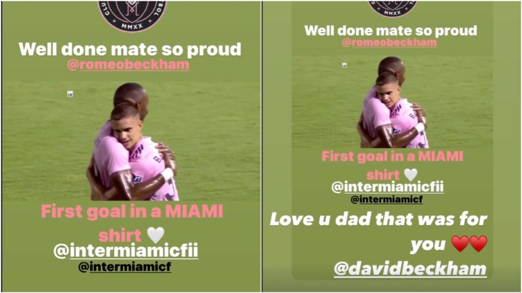 David and Romeo Beckham exchange messages