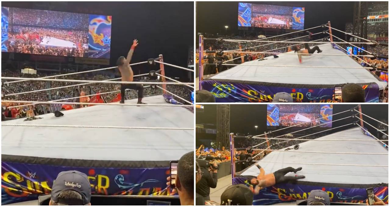 WWE SummerSlam: Insane fan footage of Brock Lesnar & Roman Reigns tractor spot