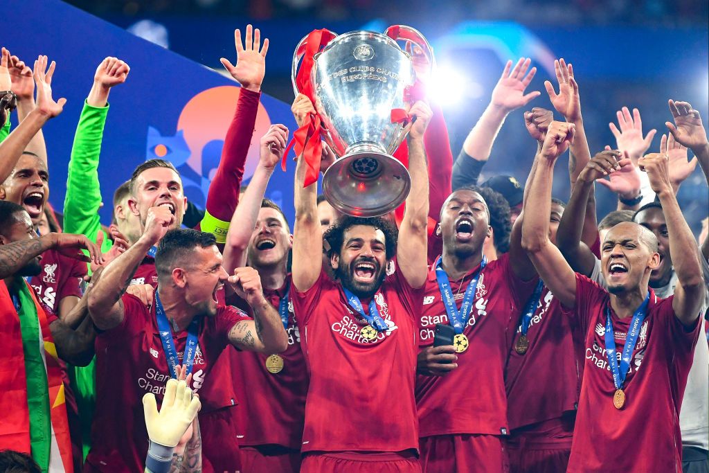 Liverpool's Mohamed Salah with the Champions League trophy