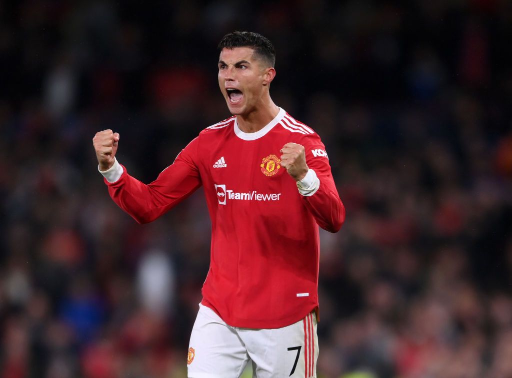 Cristiano Ronaldo celebrates a goal for Man Utd