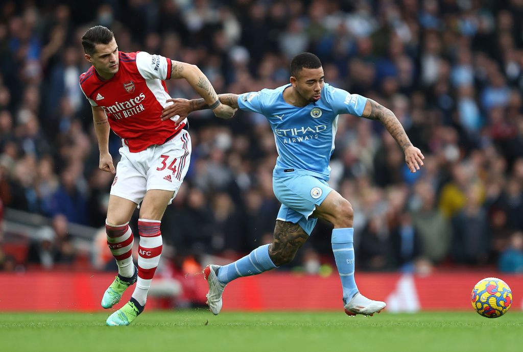 Gabriel Jesus in action for Manchester City against Arsenal