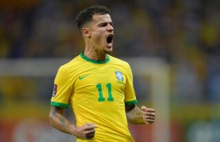 Coutinho playing for Brazil
