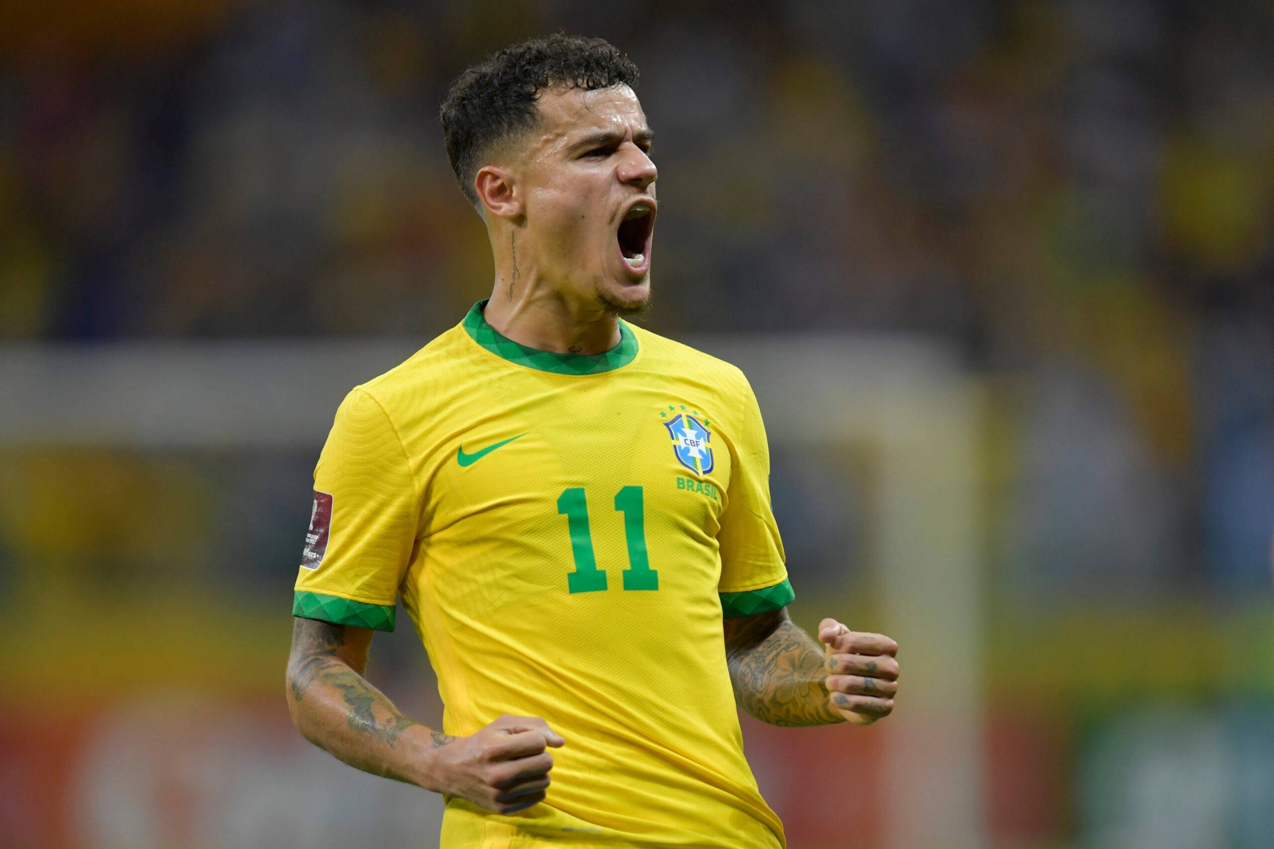 Coutinho playing for Brazil