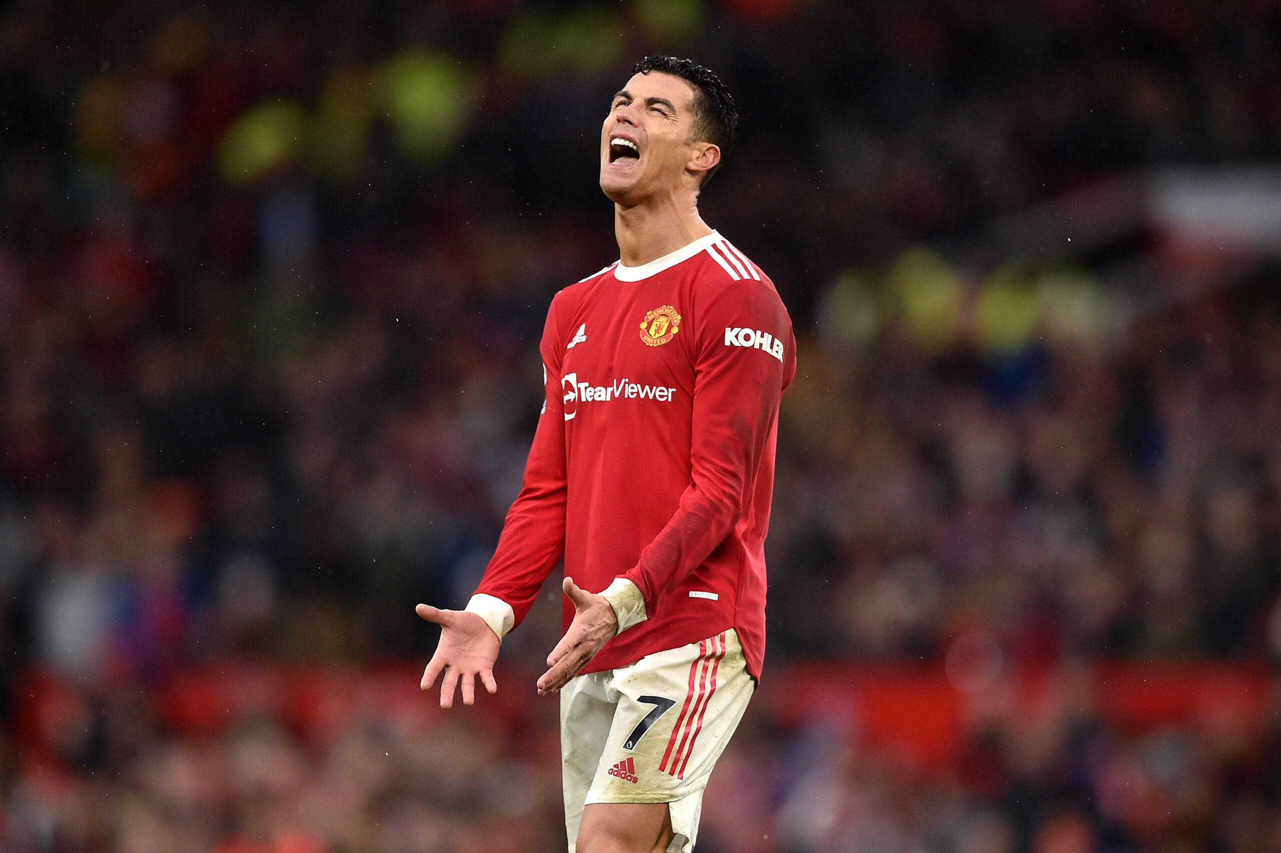 Cristiano Ronaldo reacts for Man Utd