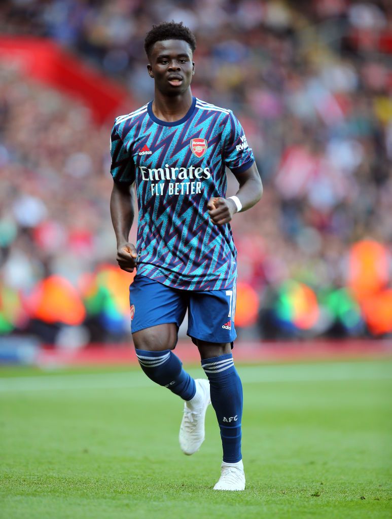 Bukayo Saka in action for Arsenal