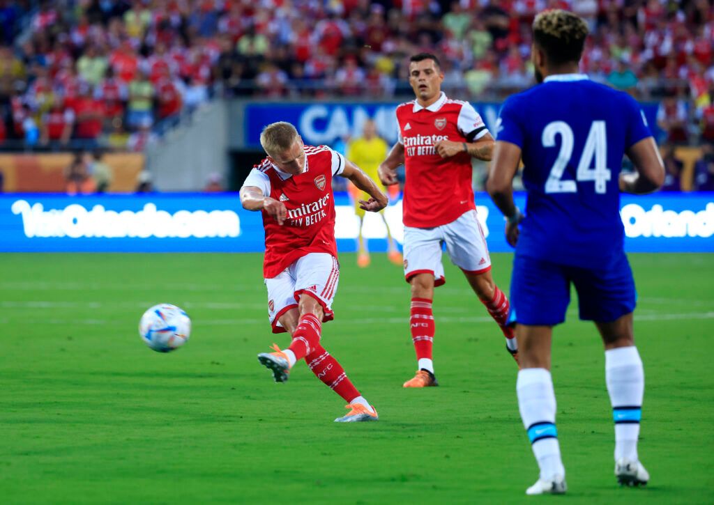 Oleksandr Zinchenko in action for Arsenal vs Chelsea