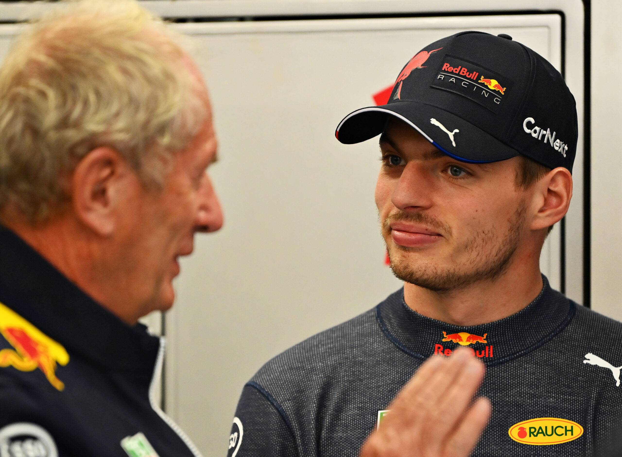 Helmut Marko speaks to Max Verstappen