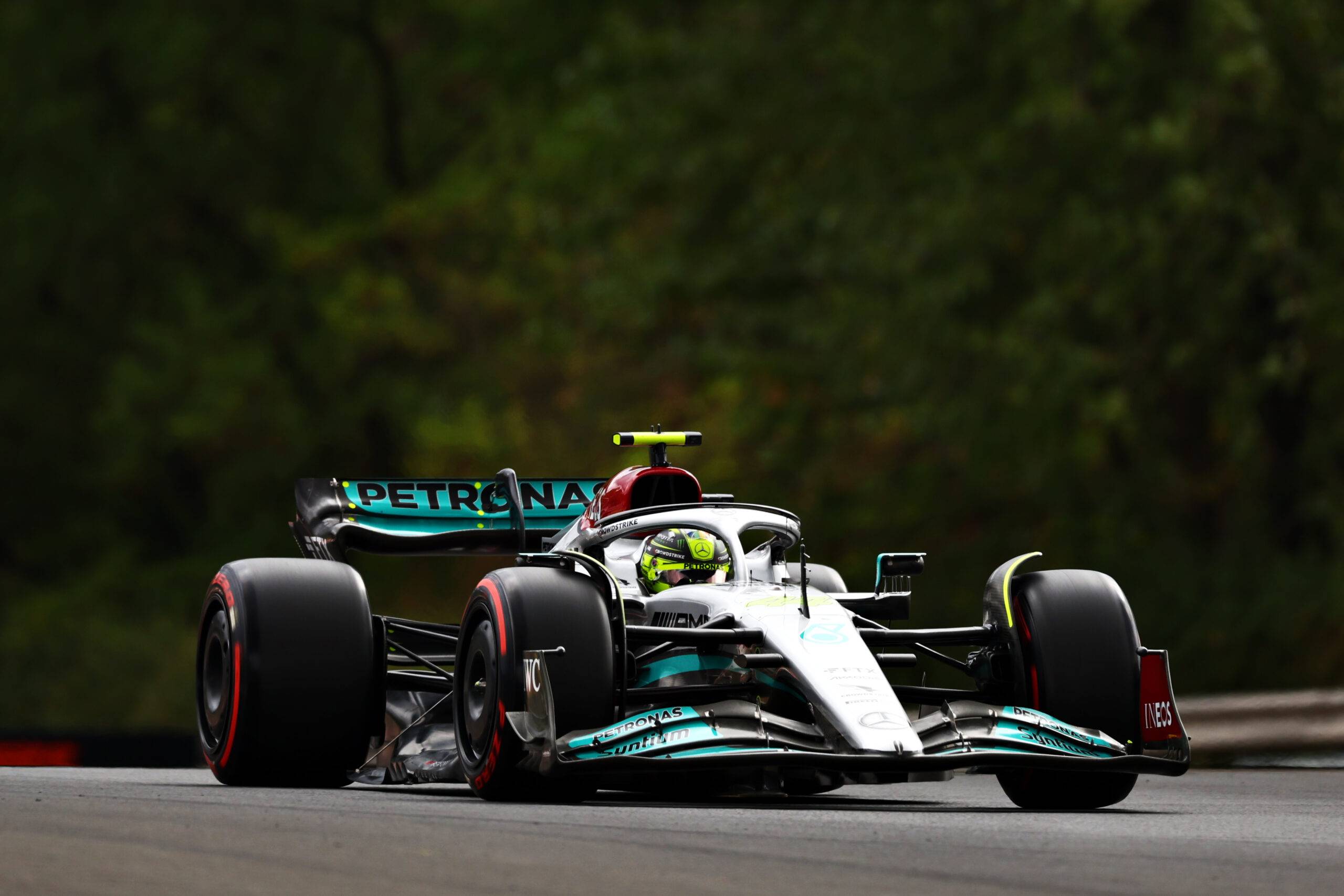 Lewis Hamilton drives the Mercedes