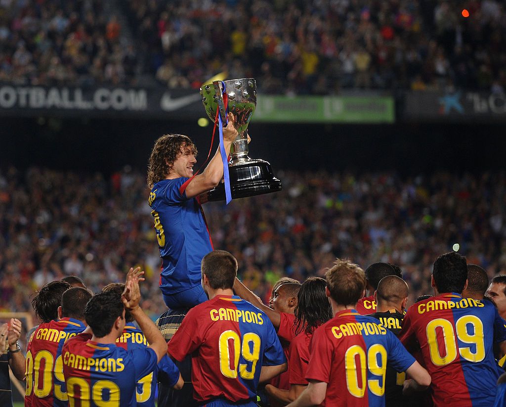 Barcelona with the La Liga trophy