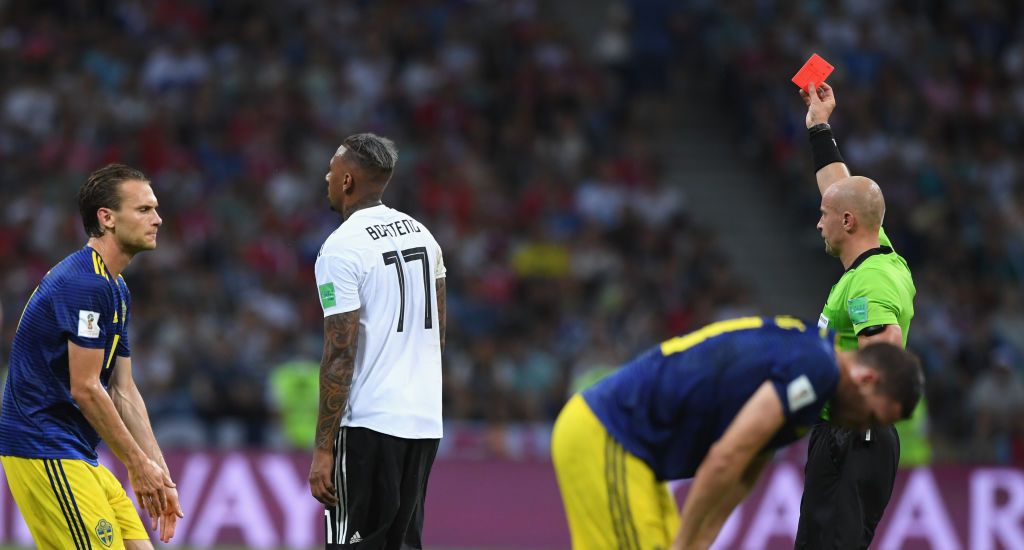 Jerome Boateng's red card v Sweden at 2018 World Cup