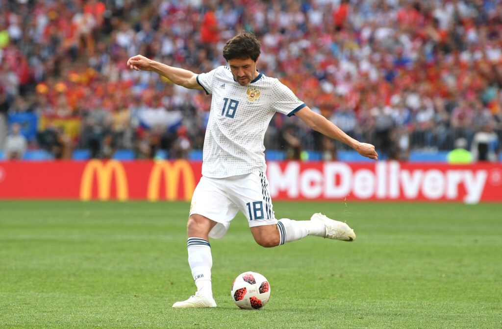Zhirkov playing at the 2018 World Cup