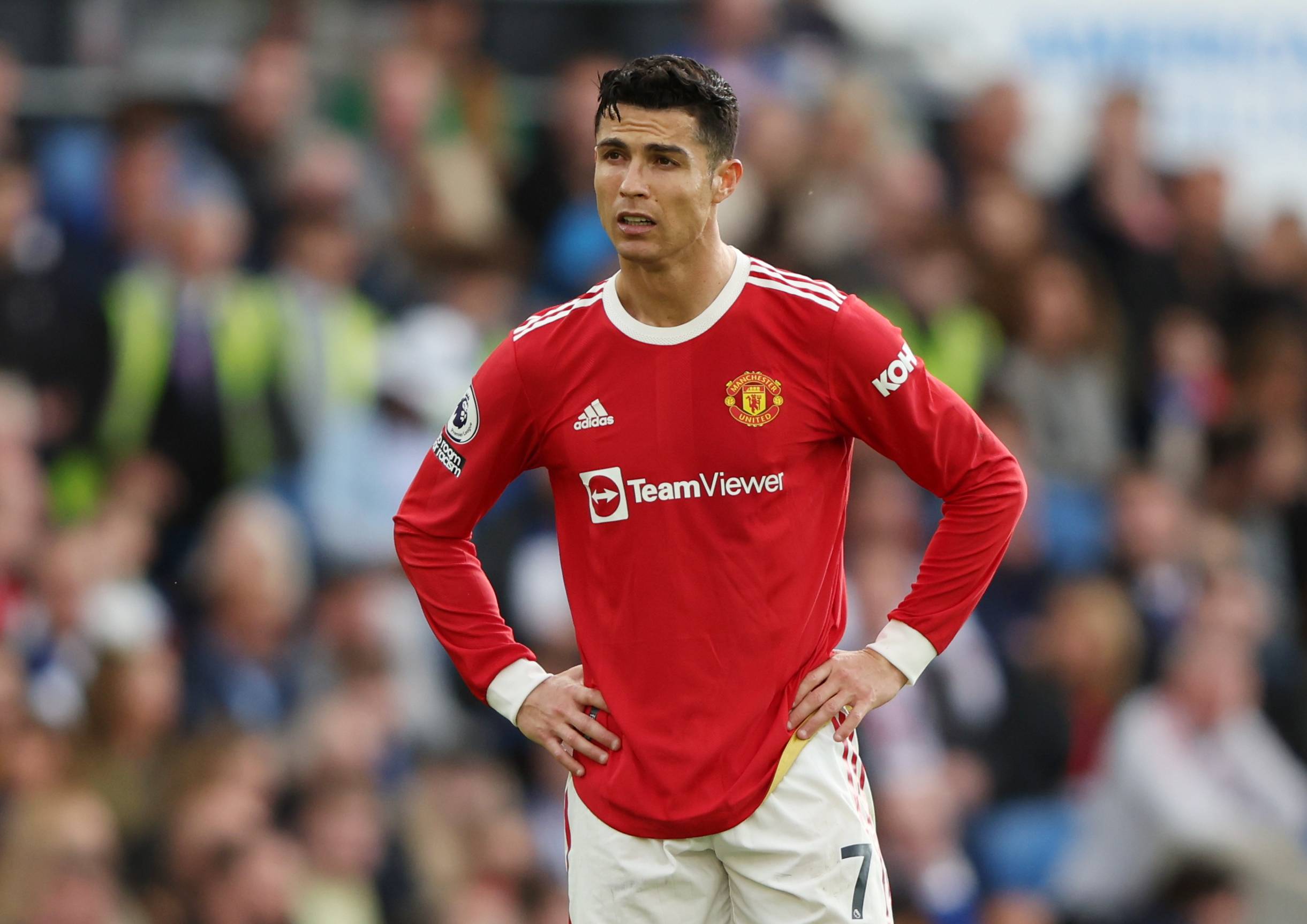 Manchester United forward Cristiano Ronaldo looks on