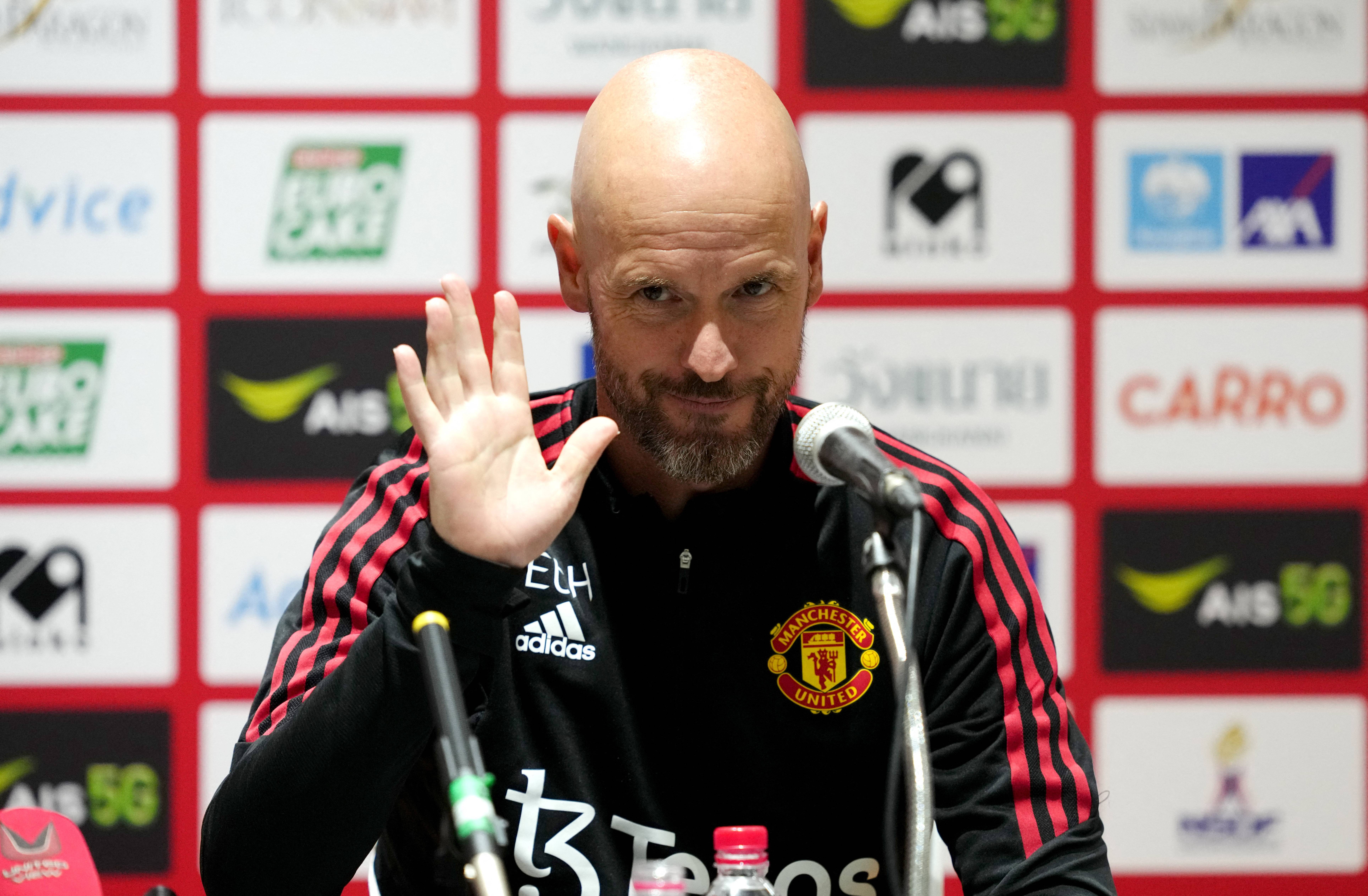 Manchester United manager Erik ten Hag during the press conference