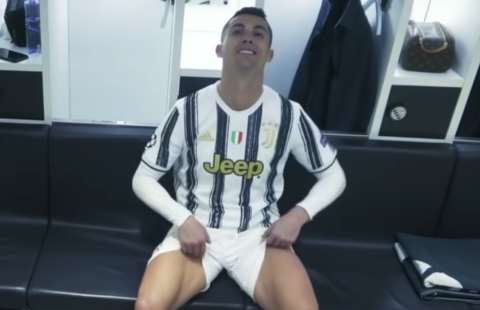 Cristiano Ronaldo in Juventus' dressing room after their Champions League exit in 2021