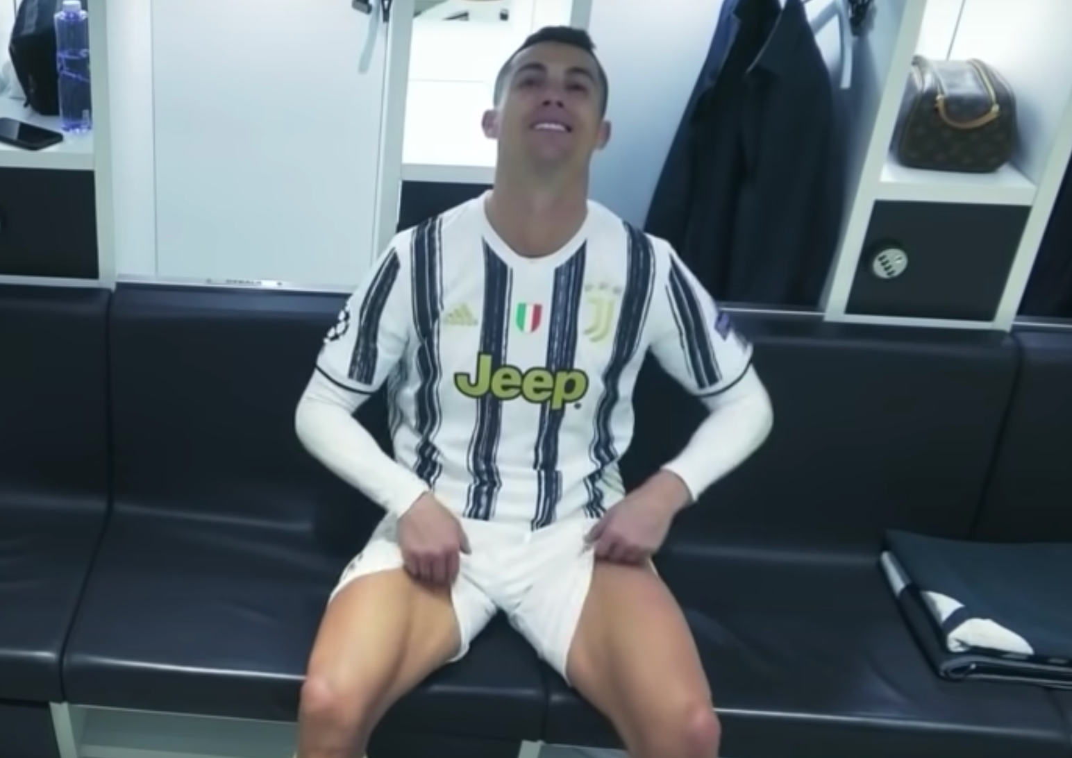 Cristiano Ronaldo in Juventus' dressing room after their Champions League exit in 2021