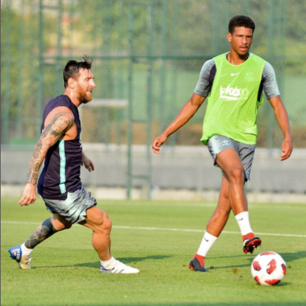 Marcus McGuane and Lionel Messi at Barcelona