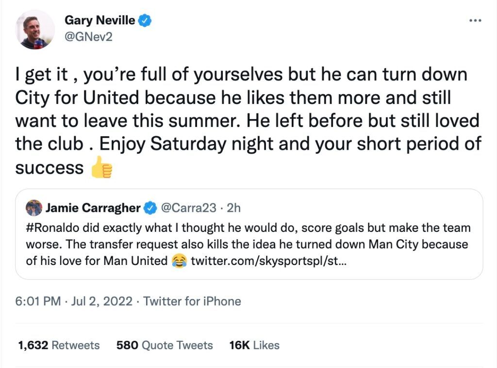 Neville fires back at Carragher.