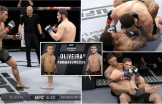 Khabib Nurmagomedov vs Charles Oliveira UFC dream fight simulated