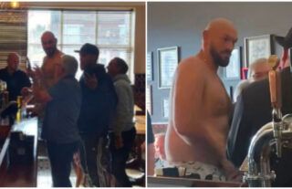 Tyson Fury Drinking Topless In Liverpool Pub