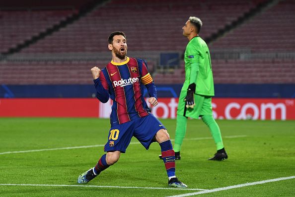 Messi scores for Barcelona.