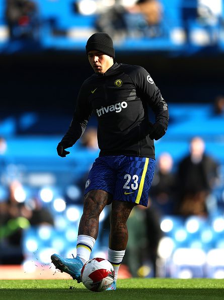 Chelsea's Kenedy warms up.