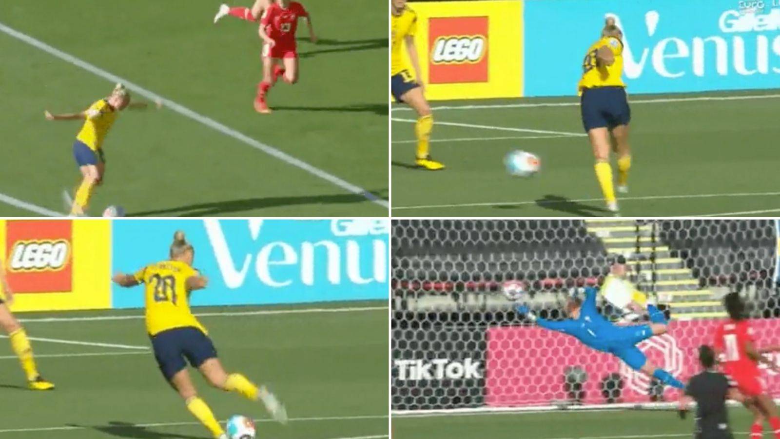 Hanna Bennison scores for Sweden at Euro 2022