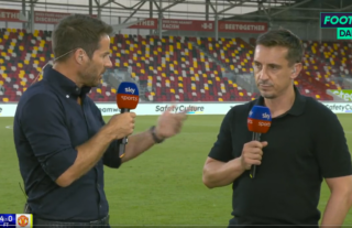 Jamie Redknapp and Gary Neville clashed after Brentford 4-0 Man Utd