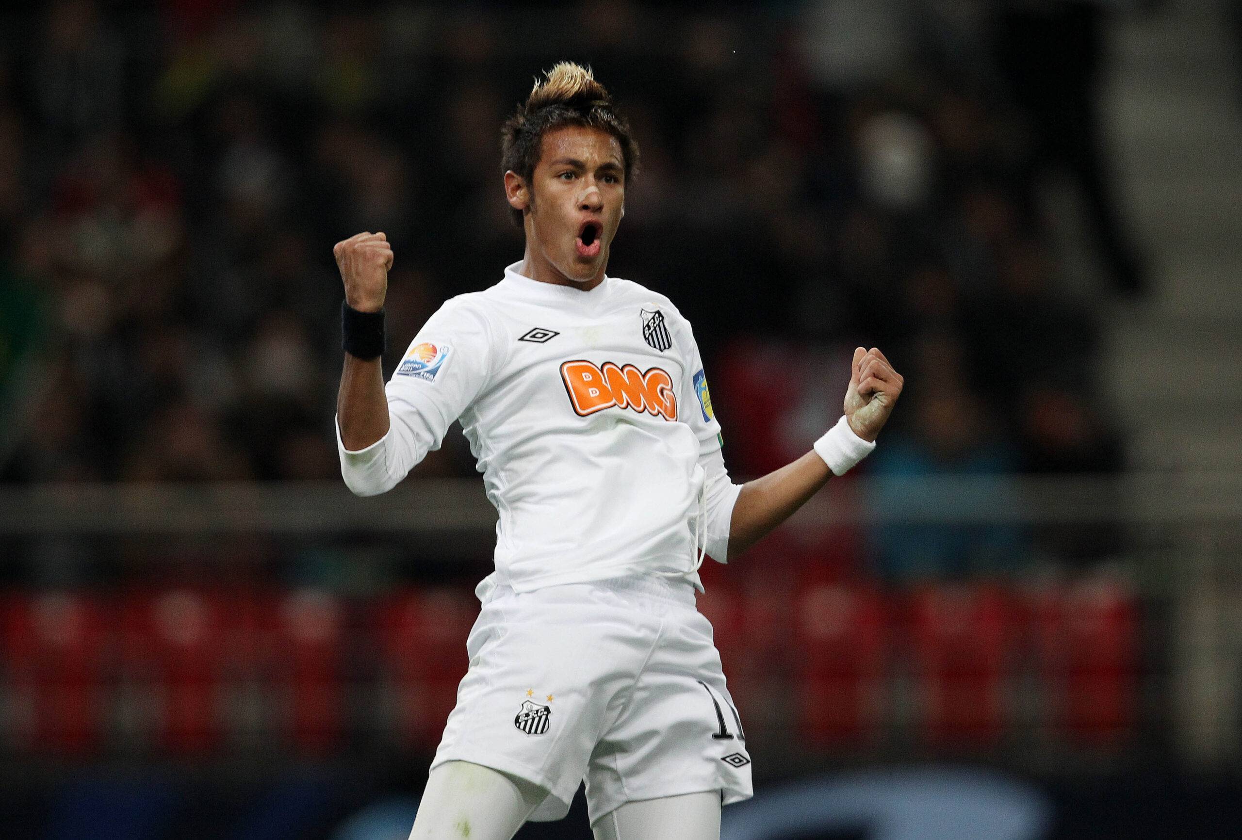 Neymar in action for Santos