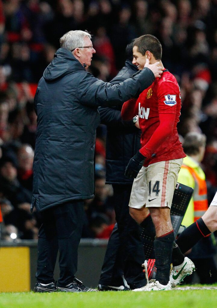 Javier Hernandez and Sir Alex Ferguson at Manchester United